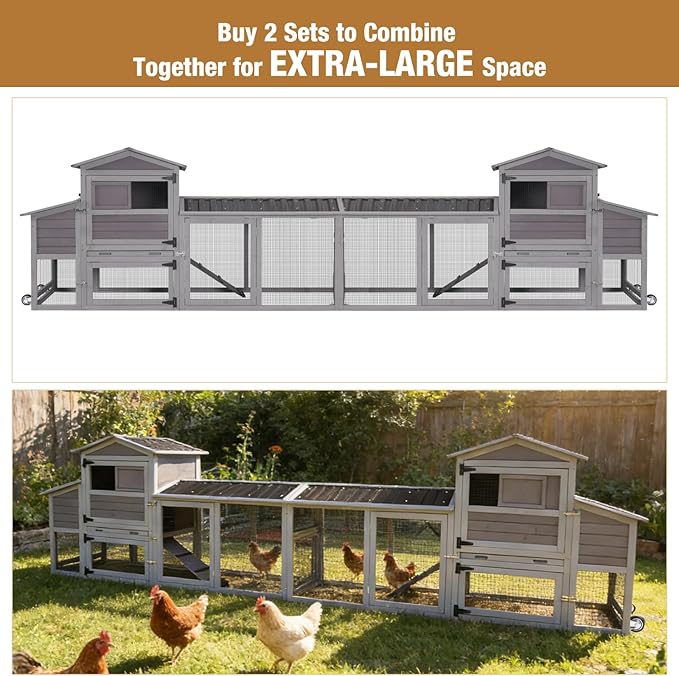 Mobile Chicken Coop with Nesting Box, Outdoor Hen House Poultry Cage with Casters X-Large