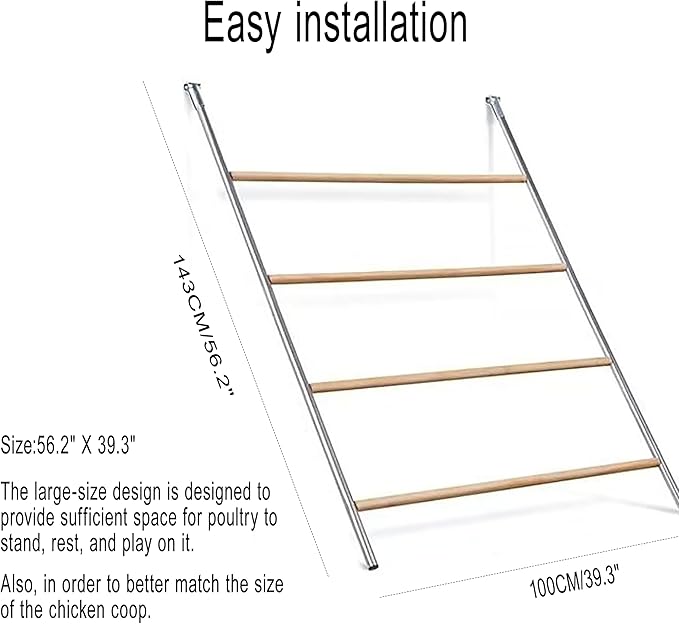 Chicken Roosting Bar, Large Chicken Perch for Coop,Easy to Installation&Clean,Roosting Perch,Roosting Bars for Chickens in Coop,Poultry Toys for Backyard,Poultry coop Accessories(56' L X 39' W)