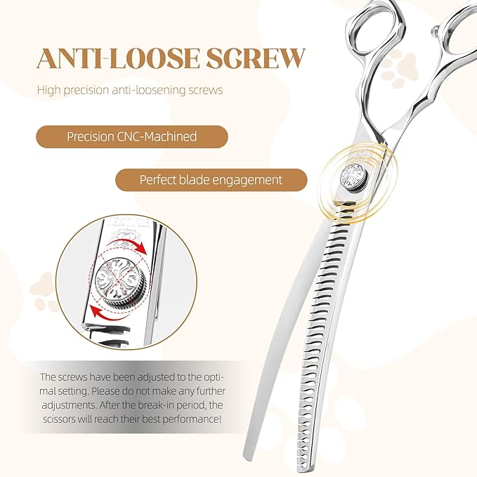 Curved Chunkers Shears Dog Grooming Professional 7.5 in Chunkers Scissors for Dogs Japan VG10 Stainless Steel Pet Grooming Thinning Scissors for Cut for Dogs and Cats.