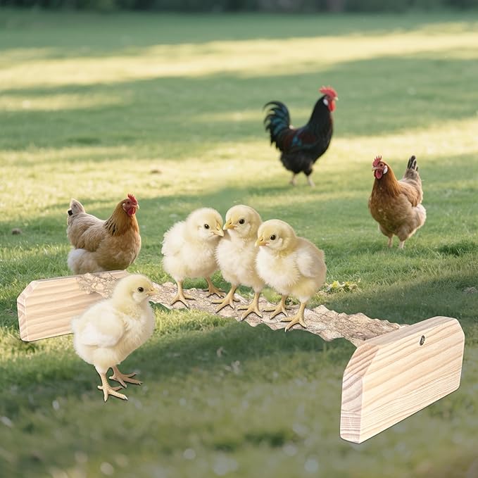 Natural Textured Wood Baby Chicken Roosting Perch - Poultry Perch Toy for Chick/Bird, Easy Install Chick Roost for Brooder Box/Coop Accessories