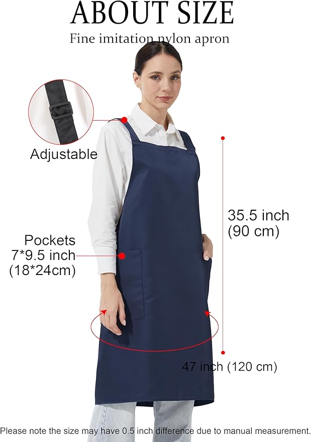 APRONNER Comfortable Water Repellent Cross Back Aprons for Women with Pockets for Cooking Kitchen Baking Adjustable Unisex