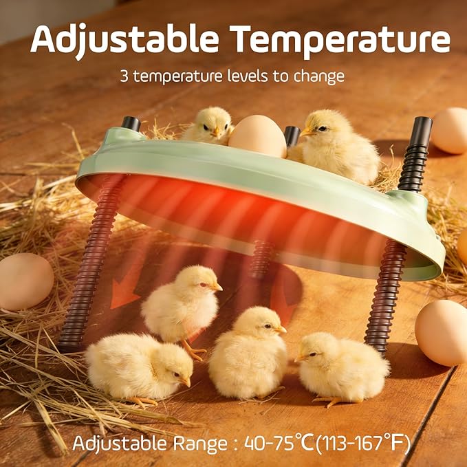 Brooder Plate for Chicks,12inch Metal Heating Plate,Perfectly Adjustable Height & Angle, 35W Chick Warmer for Brooding Newborn Chicken Duckling Quail,Chicken Coop Heater, Warming Puppy Cats