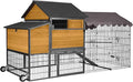 Aivituvin Chicken Coop 85" Super Large Mobile Chicken House with Strong Iron Frame Outdoor Poultry Cage with Nesting Box, Duck Coop,Waterproof Rain Cover