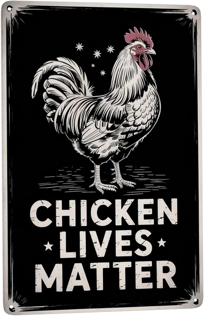 Minimalist text wall art featuring Chicken Lives Matter Chicken Farm Farmer Pet Gift Metal Tin Sign Poultry Coop Decor Perfect For Hanging In Barn Shed 8x12 inch metal sign for home bar wall decor