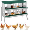 8-Hole Chicken Nesting Box, Rustproof Galvanized Steel, Wall-Mounted Metal Laying Box for Hens, Easy Egg Collection & Cleaning, Roll Away Nest Boxes - Green
