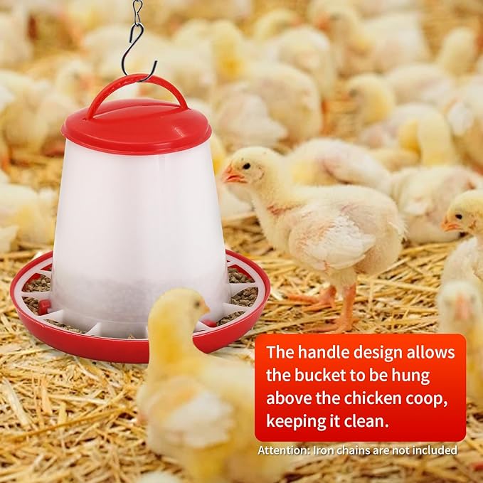 Hanging 1.5kg Chicken Feeder and 1.5L Chicken Waterer Set Kit,No Waste Plastic Automatic Chicken Feeder Waterer for Small Poultry Chicks,Quails and Birds, Outdoor Farm Equipment