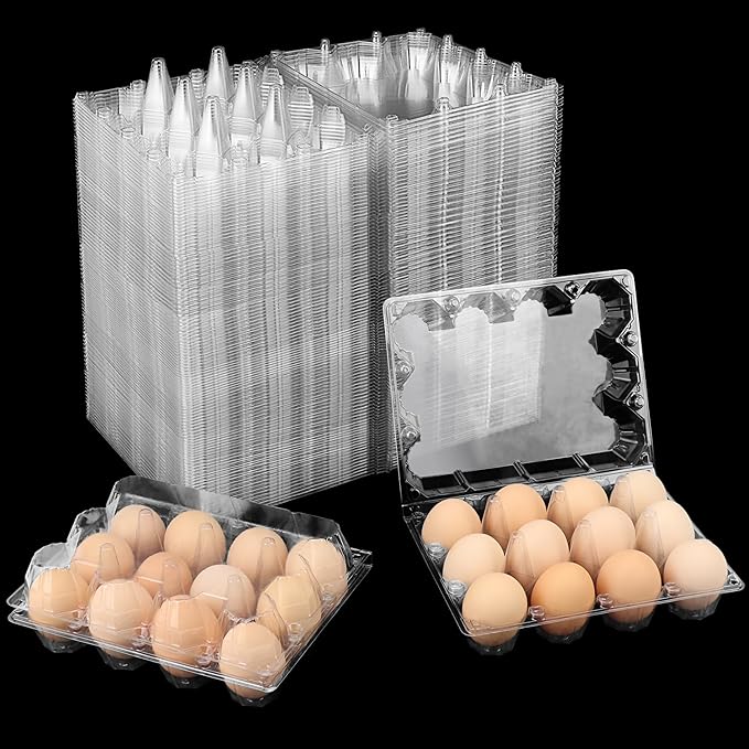 110 Packs 3 x 4 Clear Egg Cartons, 1 Dozen Plastic Egg Cartons, Transparent Chicken egg Trays Holds up to 12 Eggs for Storage and Market Display