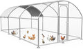 Large Metal Chicken Coop with Weatherproof Cover and Multi-Purpose Chicken Run for Chickens, Ducks, Rabbits, Farm and Yard Animal Pen (10’ W X 19.7’ L X 6.4’ H, Dome Roof)