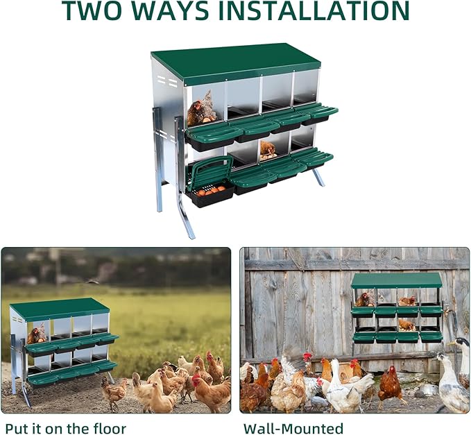 Chicken Nesting Box,Nesting Boxes for Chickens,Roll Away Nesting Boxes,8 Hole 2 Layer Hen Nest Boxes with Legs,Chicken Nesting Boxes,Easy Egg Collection,Cleanable Pull Out Hen Roosting Boxes