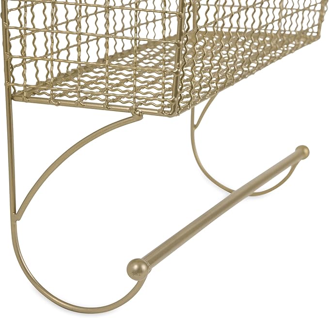 DII Rustic Farmhouse Bathroom Décor, Metal Storage, Large Towel Bar, Gold