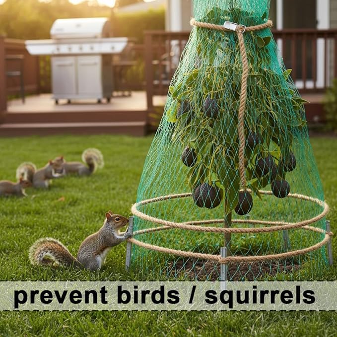 Garden Netting, 25' x 50' Heavy Duty Bird Netting Deer Fence Net, 1.6" Mesh Poultry Netting for Chicken Coop, Run & Garden, Protect Fruit Trees, Vegetables from Birds, Deer, Squirrels
