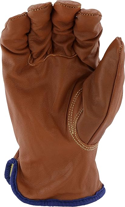 West Chester KS993KOA Goat Work Gloves – Brown, Large, 10.5 in., Arc Flash Leather Driver Gloves with Cut Resistant Lining, Oil Armor Finish