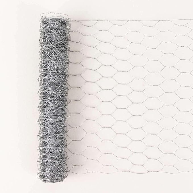 Efavormart Silver Galvanized Metal Hexagonal Chicken Wire Mesh, Garden Fence Poultry Netting DIY Craft Wire - 12" x16ft