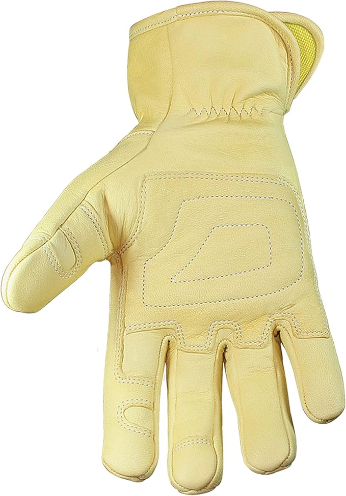 Youngstown Glove Leather Ground Utility Gloves for Men - Kevlar Lined - Cut, Puncture, Flame Resistant, Arc Rated, - Tan, Large