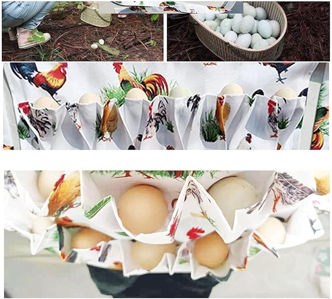 12 Pockets Egg Apron for Women, Farm Fresh Eggs Apron for Eggs Collecting,Chicken Egg Gathering Pocket