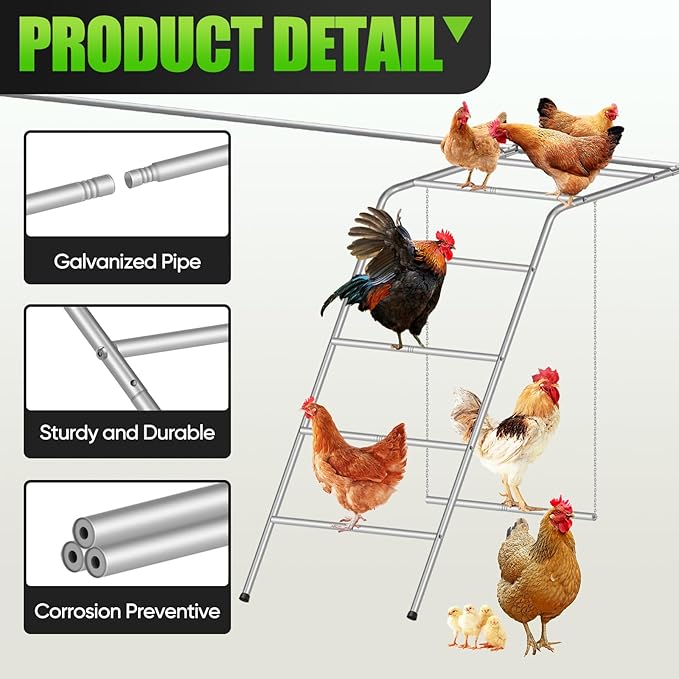 Chicken Coop Perches with Swing – Multi-Bar Roosting Ladder & Fun Chicken Swing for Backyard Poultry,Easy Installation Weather-Resistant Chicken Roosting Bars Accessory