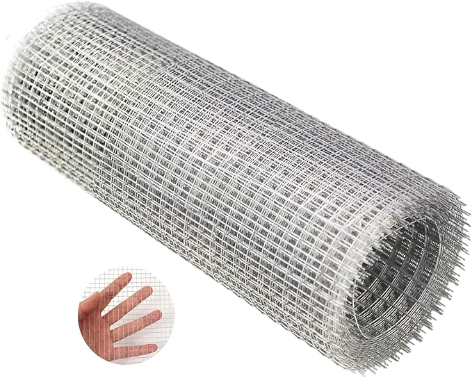 Chicken Wire Fencing Hardware Cloth 1/4 inch 8 in x 10 ft 23 Gauge Galvanized Wire Mesh Roll for Chicken Fences Bird Wire Rabbit Wire Poultry Netting Cage Screen mesh Gutter Guard