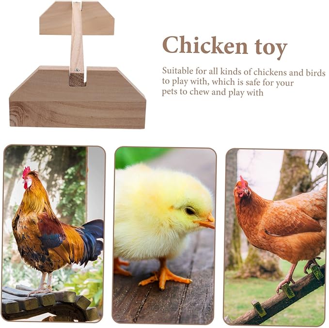 Happyyami Wooden Chick Perch Stand for Chickens and Birds Durable Natural Wood Roosting Bar Comfortable Perch for Brooder Coop and Farm Use