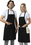 TOSHE Kitchen Apron Waterdrop Resistant Cotton Apron with adjustable Aprons for Women with Pockets Cooking Apron (2 Pack - Black)