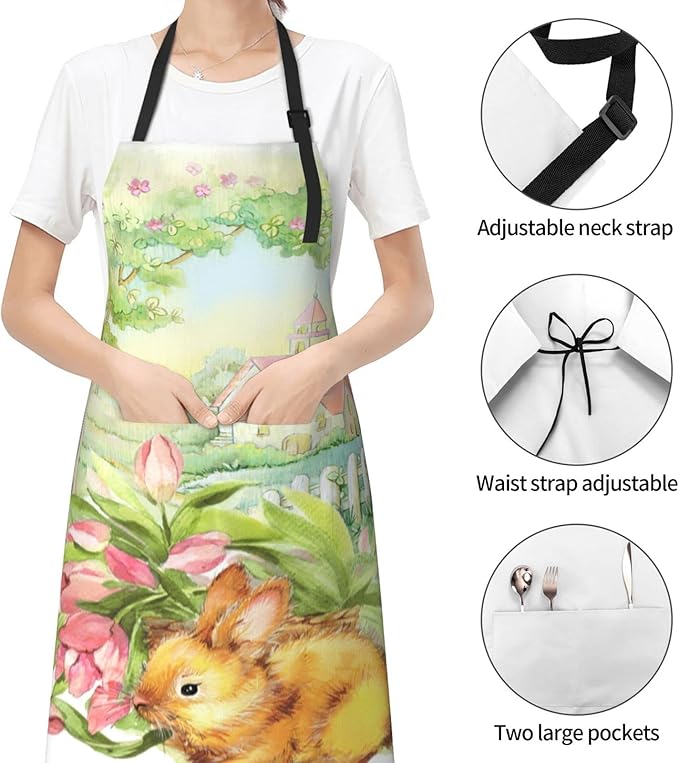 Shark Jumping Home Aprons 2 Pockets 33"×28" for Men Women, Ocean Sea Waterproof Kitchen Cooking Bib