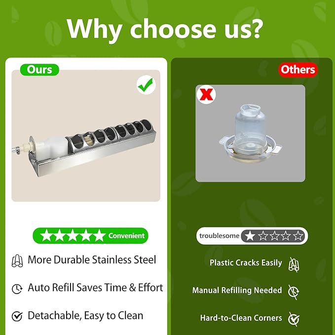 Automatic Chicken Waterer Stainless Steel Poultry Fountains Chicken Waterer System Water Dispenser Waterer Float Controlled for Duck Goose Pigeon Quail