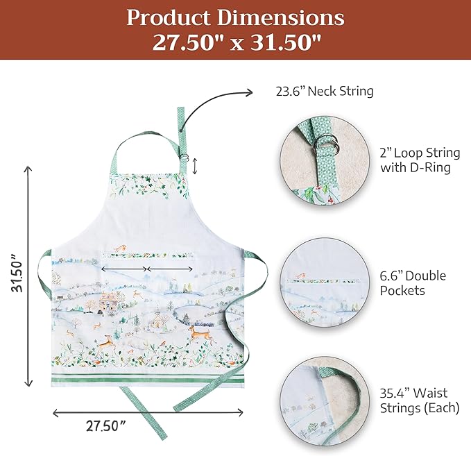 Maison d' Hermine 100% Cotton Apron for women with Pocket Kitchen Chef Apron for Men Cooking Easter Decorations