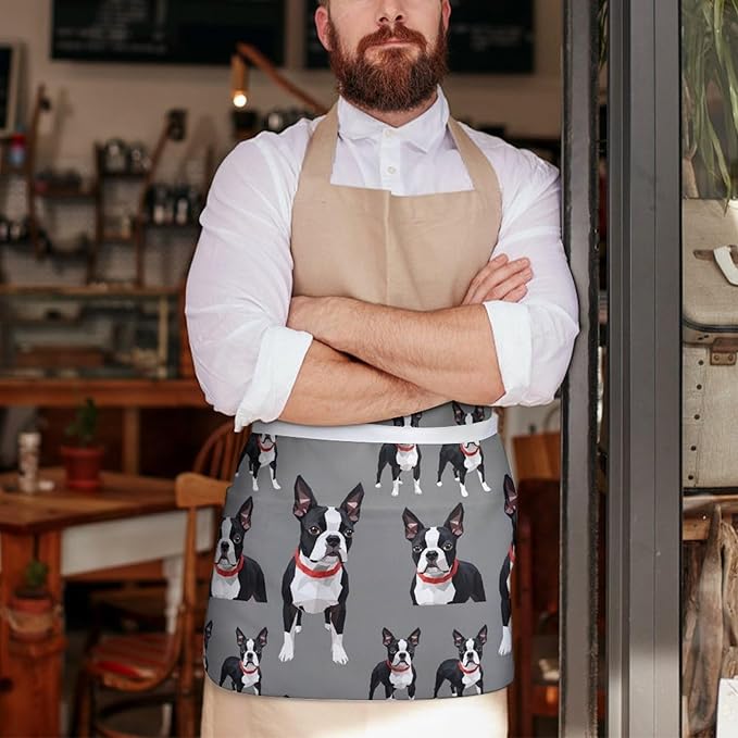 Server Apron with 3 Pockets Waist Waiter Waitress Half Apron Short Aprons