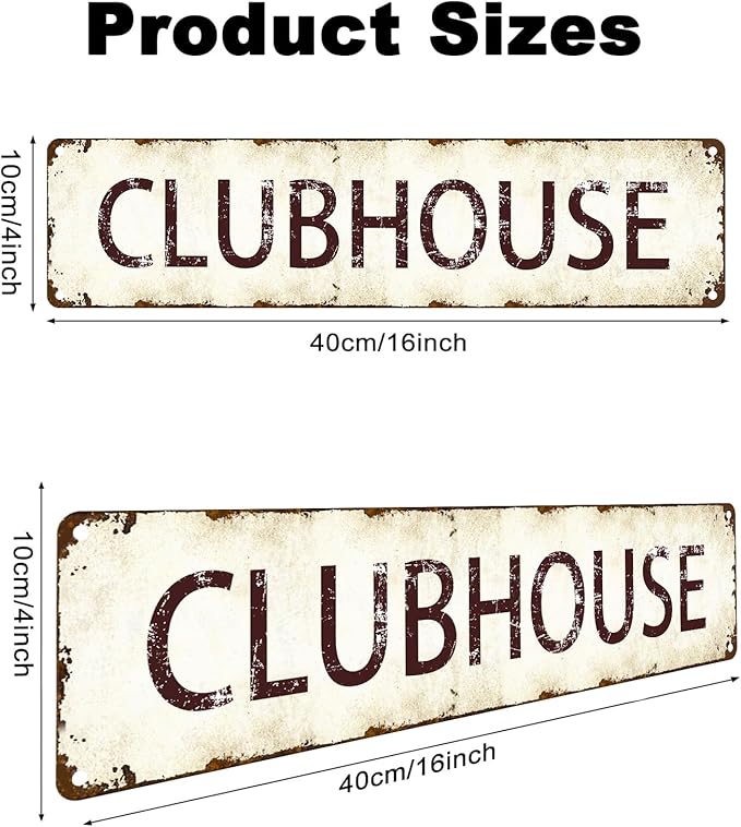 Rustic Clubhouse Metal Sign - Vintage 16x4 Inch Timeless Wall Art for Man Cave, Tavern, Hunting Lodge Decor - Farmhouse Plaque Gift for Dad, Outdoorsmen, Cabin Owners (Humor Signs, Father's Day)