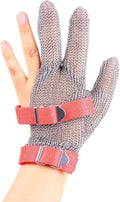 3-Finger Cut Resistant Glove, Stainless Steel, Silver, Medium (Pack of 1)