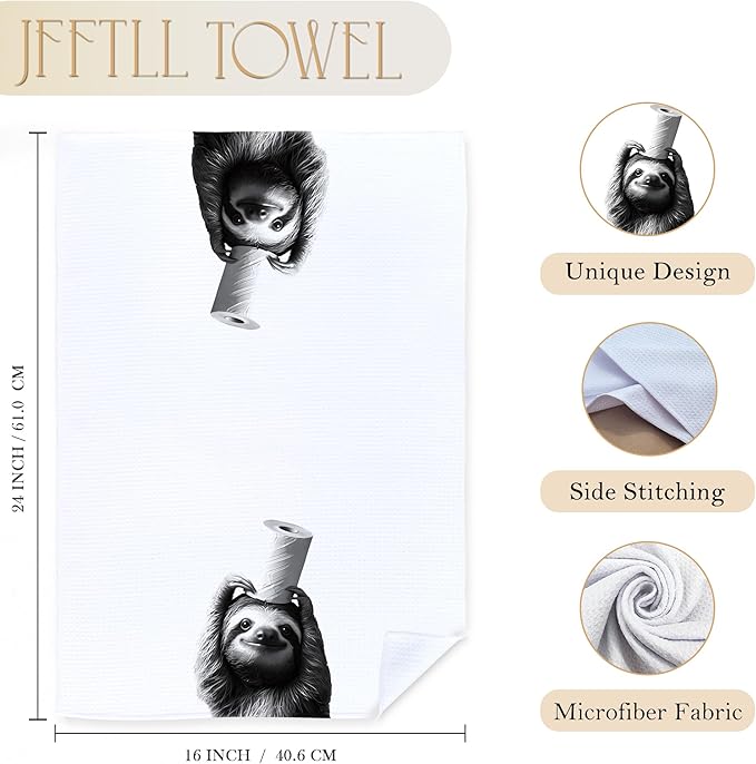 Sloth Gifts Hand Towels, Funny Bathroom Hand Towels, Sloth Towel, Funny Decorative Towels for Bathroom, 16x24 Inch Set of 2