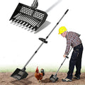 Zoned Sifting Chicken Manure Scoop - 3-in-1 Rake & Sifter with Adjustable Stainless Handle Chicken Poop Shovel for Stand-Up Coop Cleaning, Cat Litter, Beach Sand & Horse Stall, Black