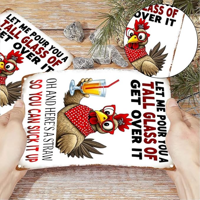 Funny Chicken Gifts Chicken Cluck Around and Find Out Tin Sign for Home Farm Chicken Coop Farmhouse Kicthen Garden Decor 8 X 12 Inch
