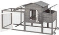 PetsCosset 79" Wooden Chicken Coop Rabbit Cage with Nesting Box, Waterproof Roof, Removable Tray, Combinable