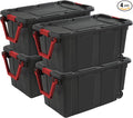 Sterilite 4-Pack Industrial Tote, Heavy-Duty Storage Bins w/Lids and Wheels, 40 Gallon - Stackable Organizing Containers for Home, Garage, Office, and Basement