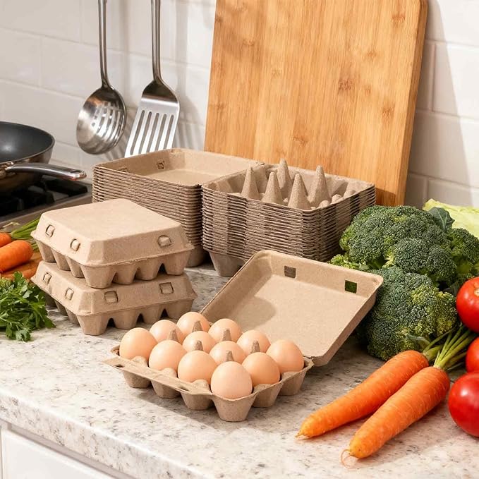 15 Pack Egg Cartons Cheap Bulk, 3x4 Style Egg Storage Containers Holder, Sturdy Natural Pulp Material Perfect for Storing Extra Eggs