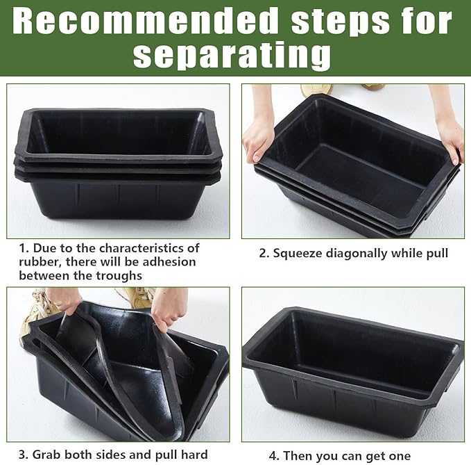 Sadnyy 3 Pcs Rubber Feeder Pan, Horse Feed Bucket Rubber Feed Pan Large Utility Heavy Duty Horse Trough Feeder for Goats Horses Livestock Animal Feeding (10.56 Qt/ 2.5 Gallon)