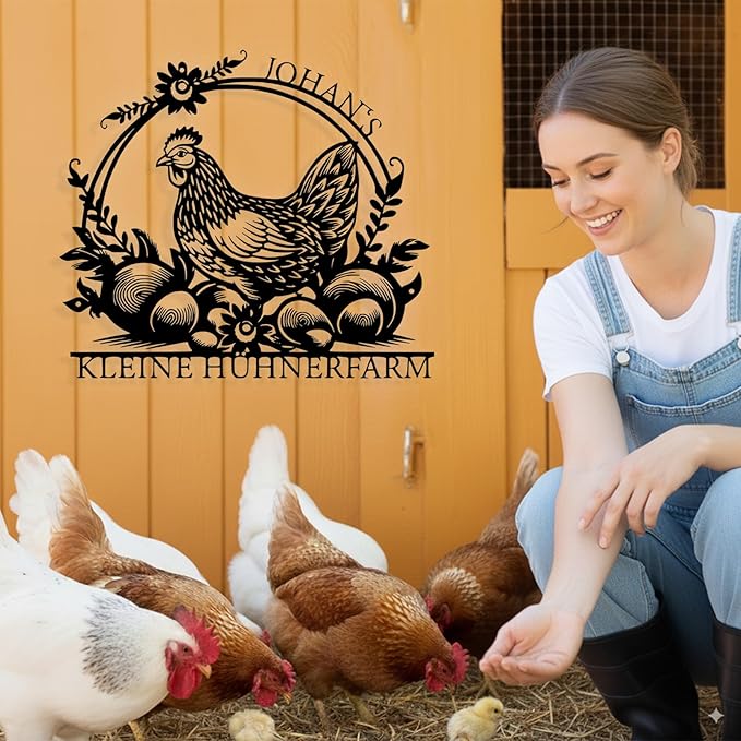 Custom Chicken Coop Metal Sign, Personalized Chicken Coop Sign for Outside, Custom Metal Hen House Farm Signs, Chickens Hen House Farmhouse Wall Art Decor