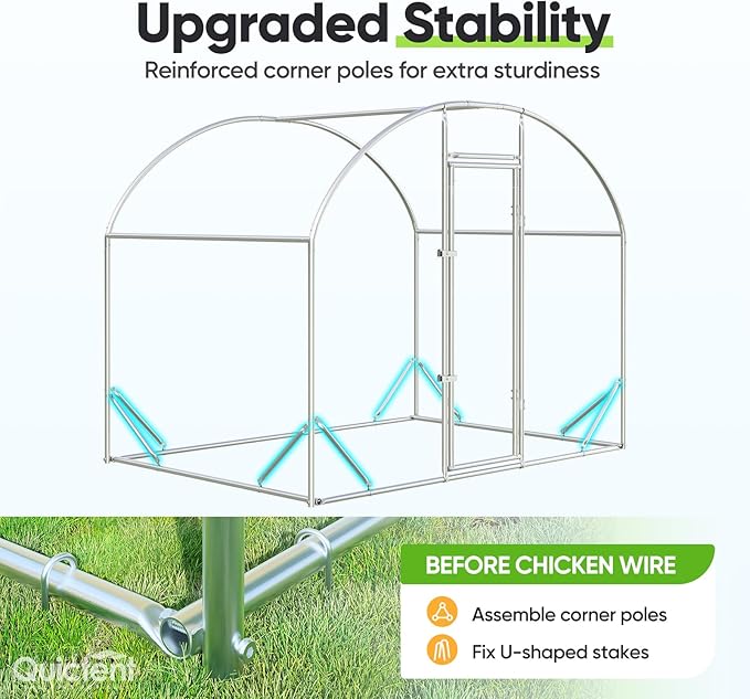 Quictent Essential Series 6.6x9x6.6ft Metal Chicken Coop Run with Climbing Ladder, Walk-in Outdoor Poultry Cage with PVC Coated Chicken Wire, Hen Duck Rabbit Farm House, Waterproof Anti-UV Cover