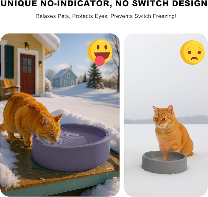 Pet Heated Bowl for Dog,Cat Warming Water Bowl with Chew Resistant Power Cord, Outdoor Waterproof Smart Uniform Heating for Small Animals Bird Chicken Rabbit Duck (108 fl oz, Purple)
