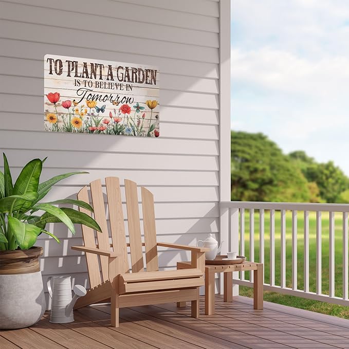 Metal Signs To Plant A Garden Is To Believe In Tomorrow Tin Sign Wall Decor for Garden Outdoor Yard Home Office Outside Bathroom Kitchen 12×8 Inch