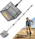 PUPTECK 5-in-1 Chicken Poop Scooper - Adjustable Long Handle Poop Scooper with Deep Shovel, Detachable Heavy Duty Shovel Multifunctional Chicken Cleaning Tool Coop Accessories(23"-68")