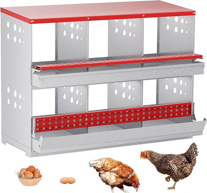 Chicken Nesting Boxes, 6 Hole Nesting Box for Chickens with Easy Egg Collection Roll Away Heavy Duty Chicken Coop Laying Box for Hens