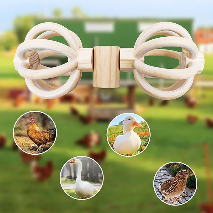 Chicken Coop Accessories, Wooden Chicken Feeding Rotating Toys, Chicken Feeders, Enrichment Toys for Hens, Ducks, Geese, Turkeys, Poultry