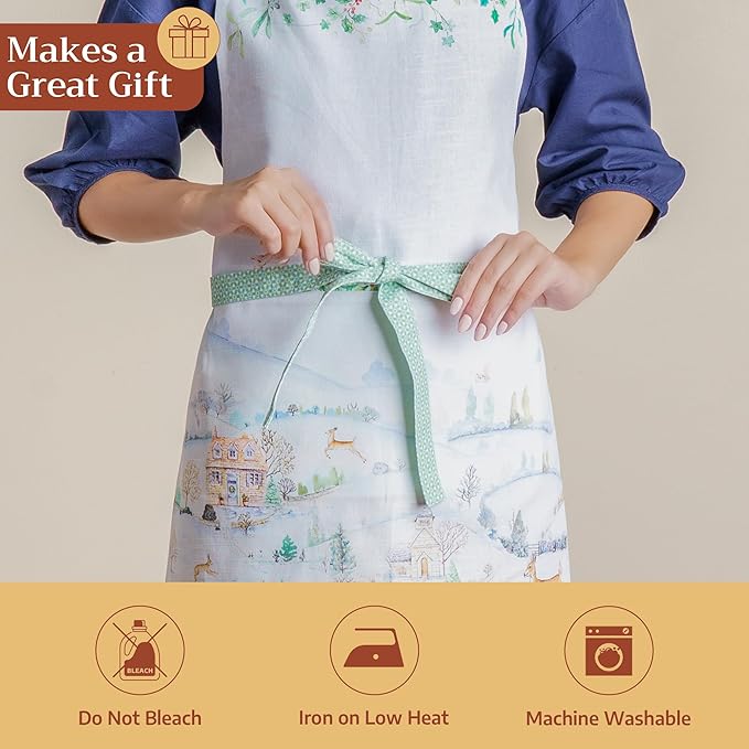 Maison d' Hermine 100% Cotton Apron for women with Pocket Kitchen Chef Apron for Men Cooking Easter Decorations