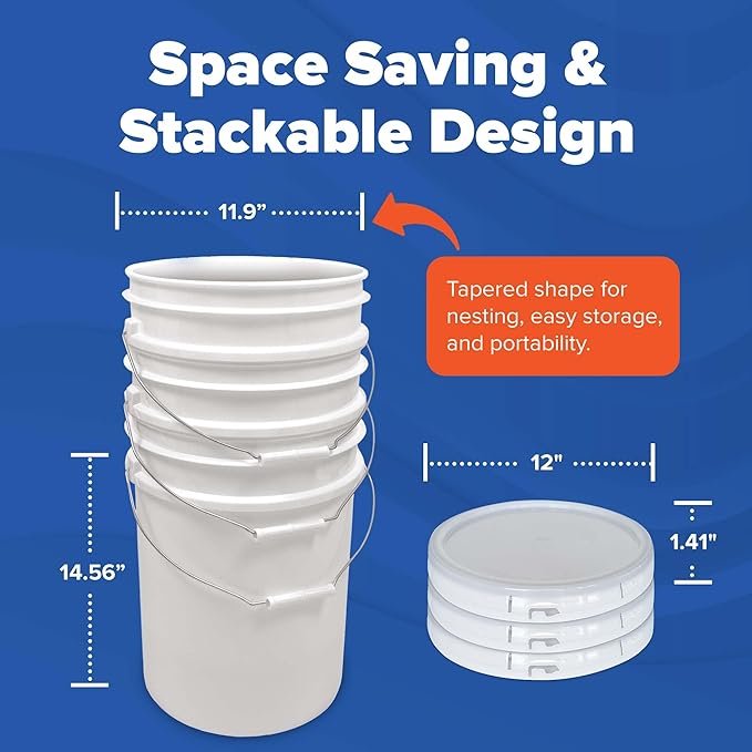 ePackageSupply 5 Gallon Plastic Bucket with Airtight Lid | Made in USA | Food Grade Bucket | BPA-Free | Heavy Duty 90 Mil All Purpose Pail | One 12" Rubber Mallet & One Lid Opener Included | 1 Pack