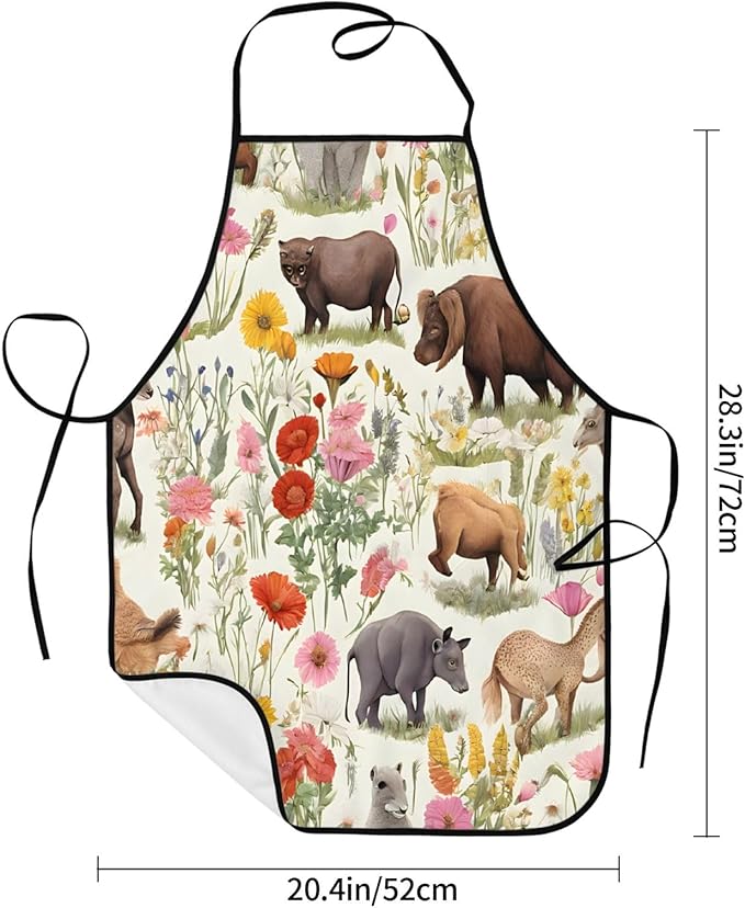 Premium Soft Water-Resistant Apron For Cooking, Gardening, Bbq, Farm Animal Aprons For Men Women, Unisex Adjustable Waist Work Bib Chef Apron For Kitchen, Cafe, With Pocket