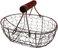 Rustic Egg Collecting Basket 7.1x4.7x4.7 Inch, Iron and Wooden Chicken Egg Basket for Gathering Fresh Eggs, Farmhouse Style