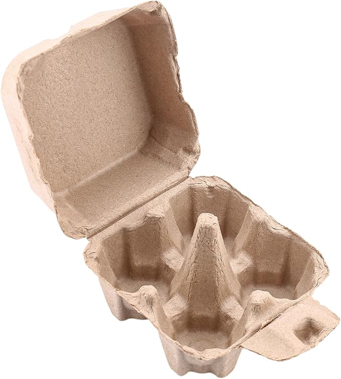 30 Pack Egg Cartons 4 Count, Cheap Bulk Pulp 4 Cell Containers Vintage Easter, 1/3 Dozen Sturdy Natural Kraft Paper Holder Box for Storage Fresh Chicken Huevo 2x2
