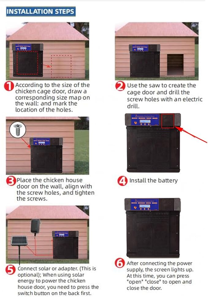 Solar Automatic Chicken Coop Door, Double Open Type Remote Control Timing Poultry Door, Light Sensing Solar Powered Chicken Coop Opener with Anti Pinch Safety for Duck Goose Farm, (Dark Brown)