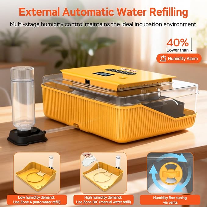 25 Eggs Incubator, Incubators for Hatching Eggs, with Automatic Egg Turner and Temperature & Humidity Control, Egg Candler, for Hatching Quail, Chicken, Duck, Goose Eggs